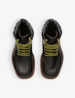 BOTTEGA VENETA: Intrecciato-cuff leather ankle boots