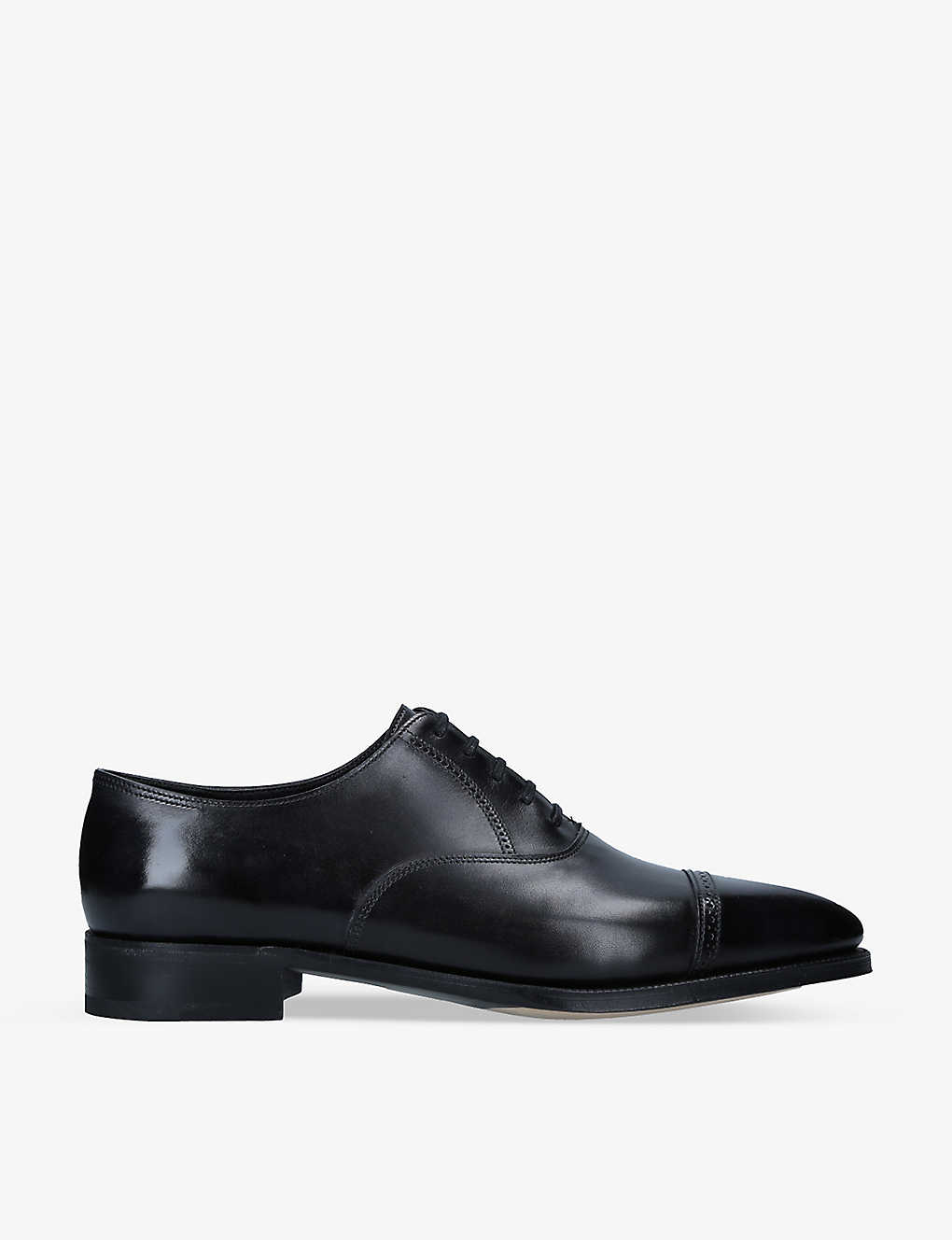 John Lobb Mens Black City Ii Leather Oxford Shoes