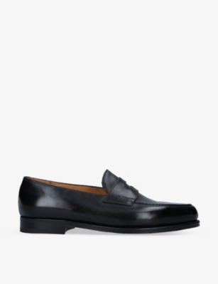 Shop John Lobb Mens Black Lopez Leather Loafers