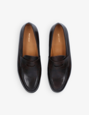 John Lobb Mens Dark Brown Lopez Leather Loafers In Dark Brown