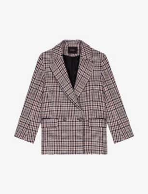 MAJE Houndstooth brushed wool-blend felt blazer