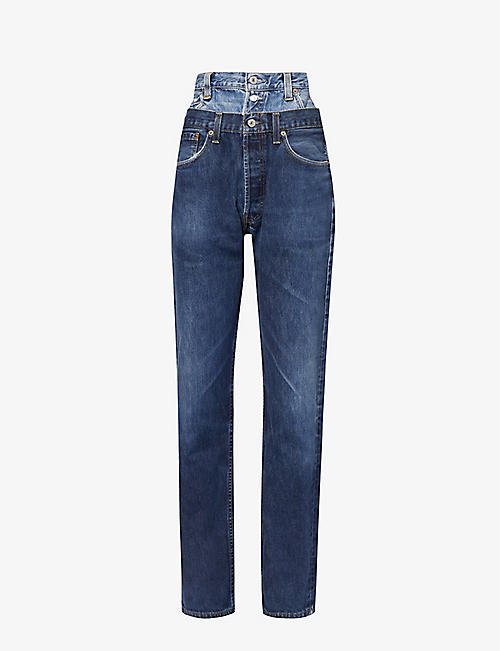 1/OFF: Upcycled double-waistband straight-leg high-rise jeans