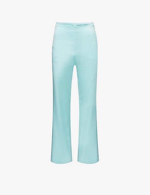 GABRIELA COLL G: Drawstring-waist slip-pocket straight-leg mid-rise silk trousers
