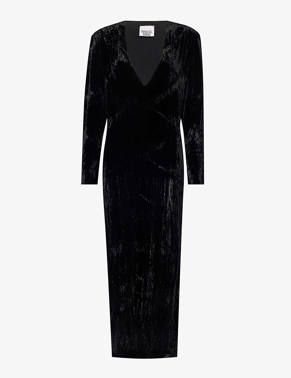 Gabriela Coll G Womens Black Raw-trim V-neck Silk-blend Maxi Dress
