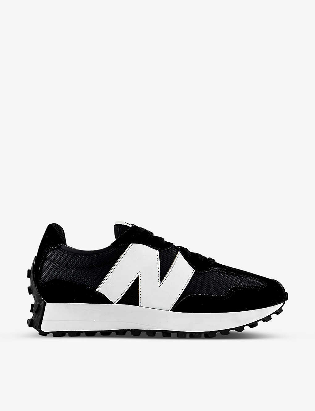 New Balance Womens Black White 327 Suede And Mesh Low-top Trainers