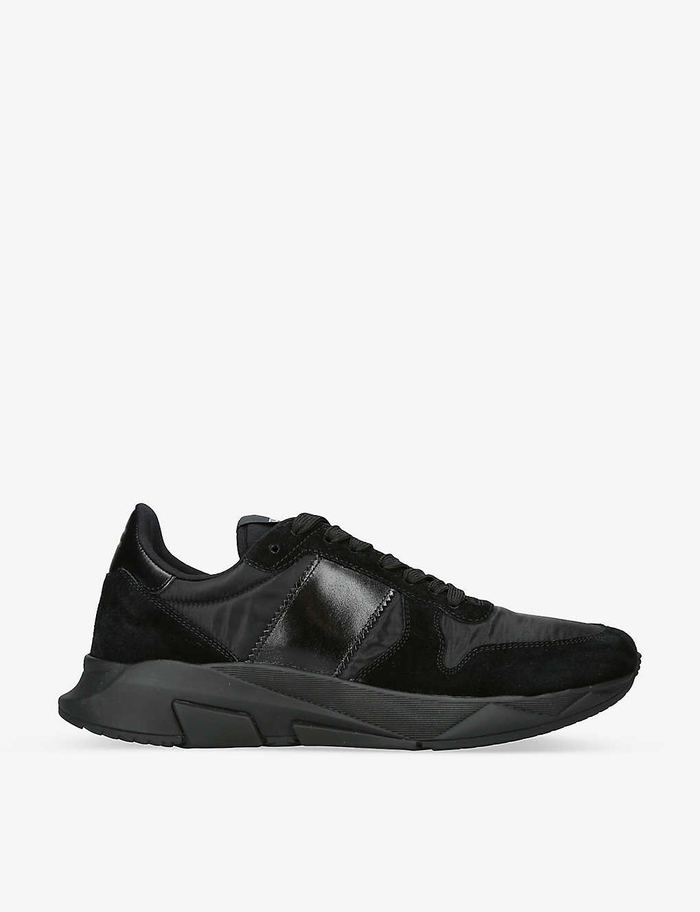 Tom Ford Mens Black Jagga Raised-sole Suede Low-top Trainers