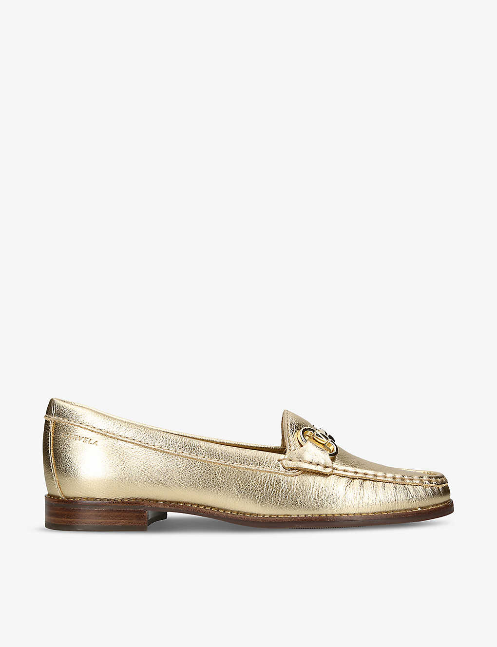 Carvela Comfort Womens Gold Click Horsebit-chain Leather Loafers