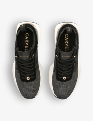 Shop Carvela Women's Black Flare Contrast-sole Mesh And Suede Low-top Trainers