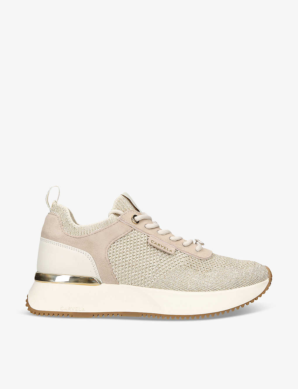 Carvela Womens Cream Flare Contrast-sole Mesh And Suede Low-top Trainers