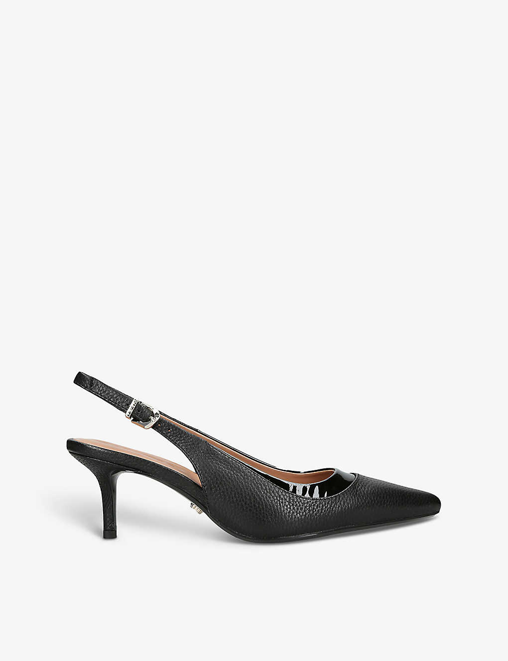 Carvela Womens Black Countess Singback Grained Faux-leather Heeled Courts