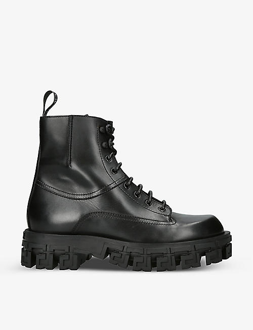 VERSACE: Greca leather boots