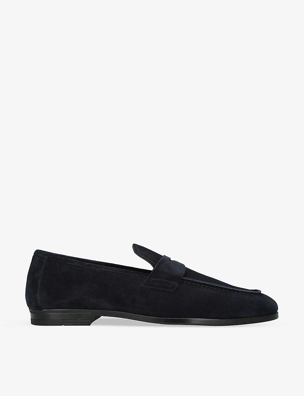 Tom Ford Mens Navy Sean Tonal-stitching Suede Loafers
