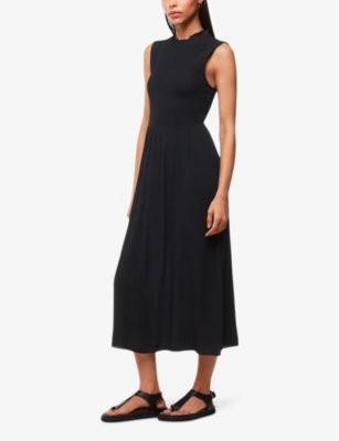 WHISTLES: Heidi shirred woven midi dress