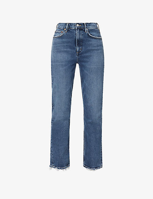 AGOLDE: Stovepipe high-rise stretch-organic-cotton and rayon blend denim jeans