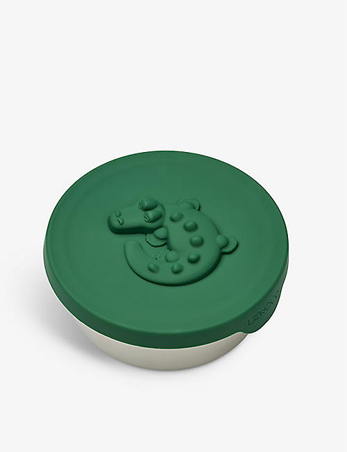 LIEWOOD: Raymon crocodile-embossed silicone and stainless-steel snack box 12cm
