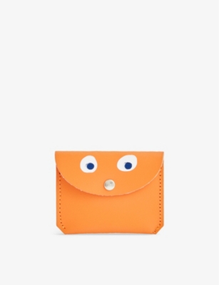 Ark Colour Design Womens Orange Google Eye Front-flap Leather Purse