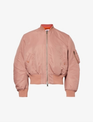 MARTINE ROSE MARTINE ROSE MEN'S DUSTY PINK REVERSIBLE LOGO-PRINT BOXY-FIT SHELL BOMBER JACKET