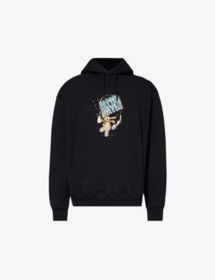 Shop Martine Rose Men's Black Print Classic Brand-print Relaxed-fit Cotton-jersey Hoody