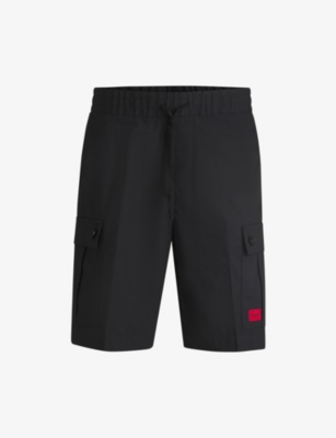 HUGO: Brand-Patch Straight-Leg Regular-Fit Cotton Shorts