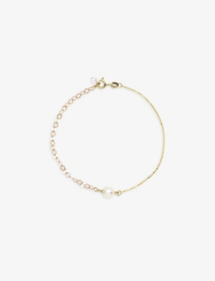 The Alkemistry Womens Yellow Gold Poppy Finch 14ct Yellow Gold And Pearl Chain Bracelet