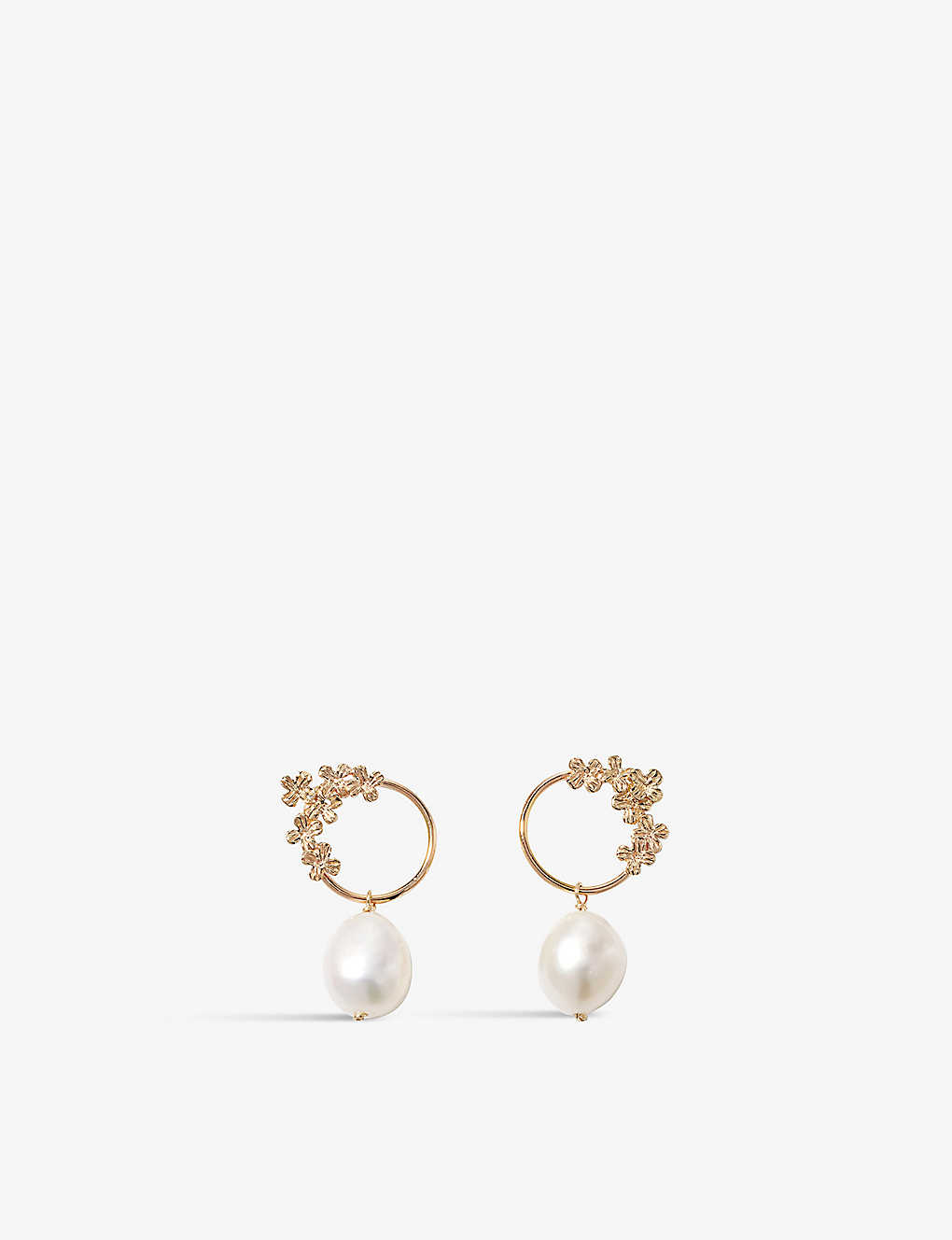 The Alkemistry Womens Yellow Gold Poppy Finch 14ct Yellow Gold And Pearl Circle Dangle Earrings