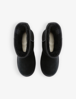 Shop Ugg Girls Black Kids Classic Ultra Mini Platform Suede And Shearling Boots 7-10 Years
