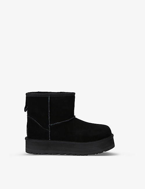 UGG: Classic Ultra Mini Platform suede and shearling boots 7-10 years