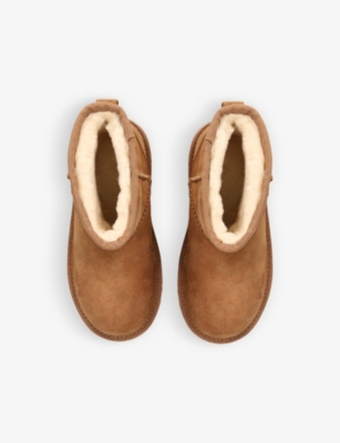 Shop Ugg Brown Kids Classic Mini Platform Suede And Shearling Boots 7-10 Years