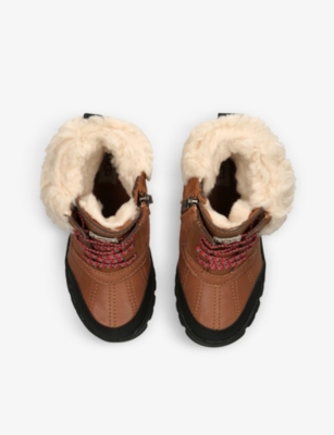 Shop Ugg Boys Brown Kids Ashton Addie Leather And Suede Ankle Boots 2-7 Years