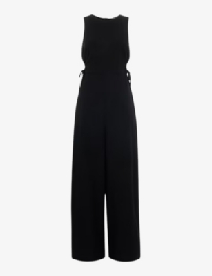 Shop Whistles Women's Black Cut-out Wide-leg Woven Jumpsuit
