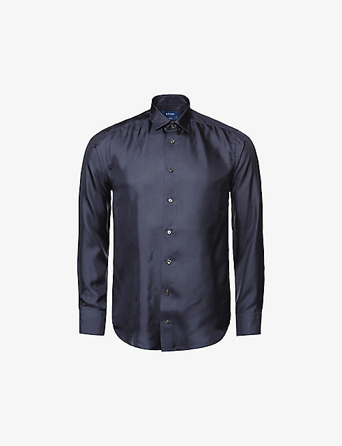 ETON: Twill-weave contemporary-fit silk shirt