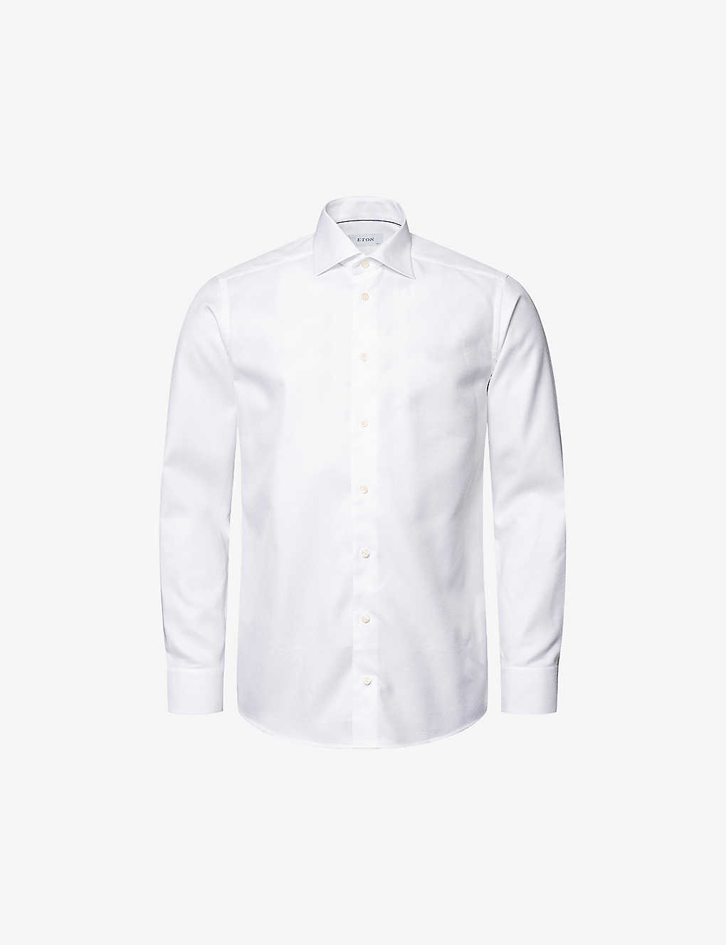 Eton Mens White Slim-fit Point-collar Cotton-blend Shirt