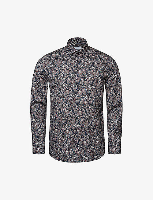ETON: Paisley-print slim-fit cotton-twill shirt