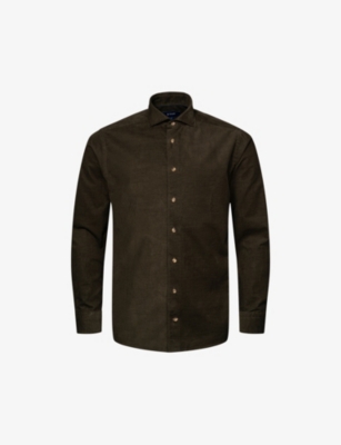 Eton Mens Dark Green Spread-collar Regular-fit Cotton-corduroy Shirt