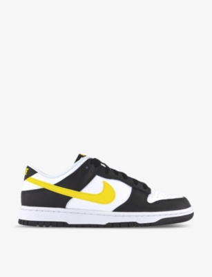 Nike Mens Black Opti Yellow White Dunk Low Contrast-panel Leather Low-top Trainers In Black