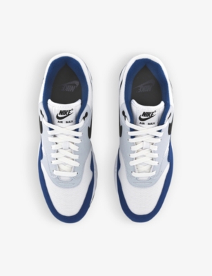 Shop Nike Mens White Black Deep Royal B Air Max 1 Leather Low-top Trainers