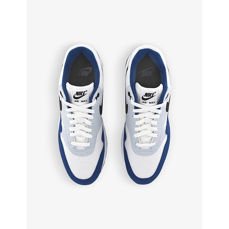 Shop Nike Mens White Black Deep Royal B Air Max 1 Leather Low-top Trainers