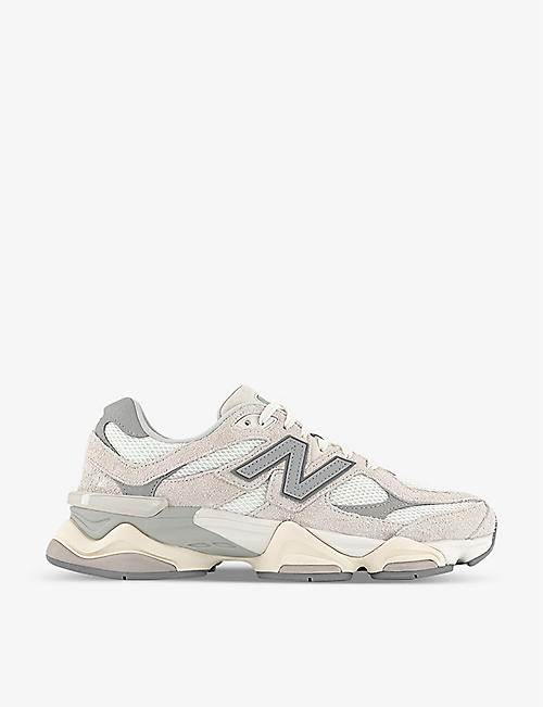 NEW BALANCE: 9060 brand-patch leather, suede and mesh low-top trainers