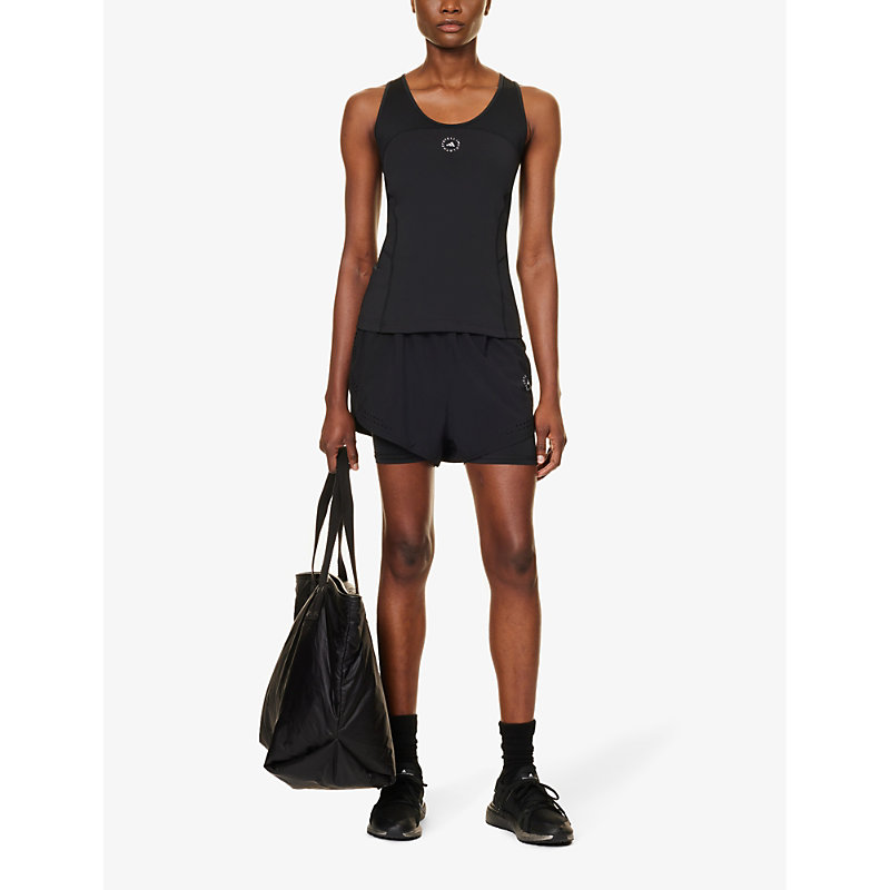 Shop Adidas By Stella Mccartney Truepurpose Racerback Stretch-recycled Polyester-blend Top In Black