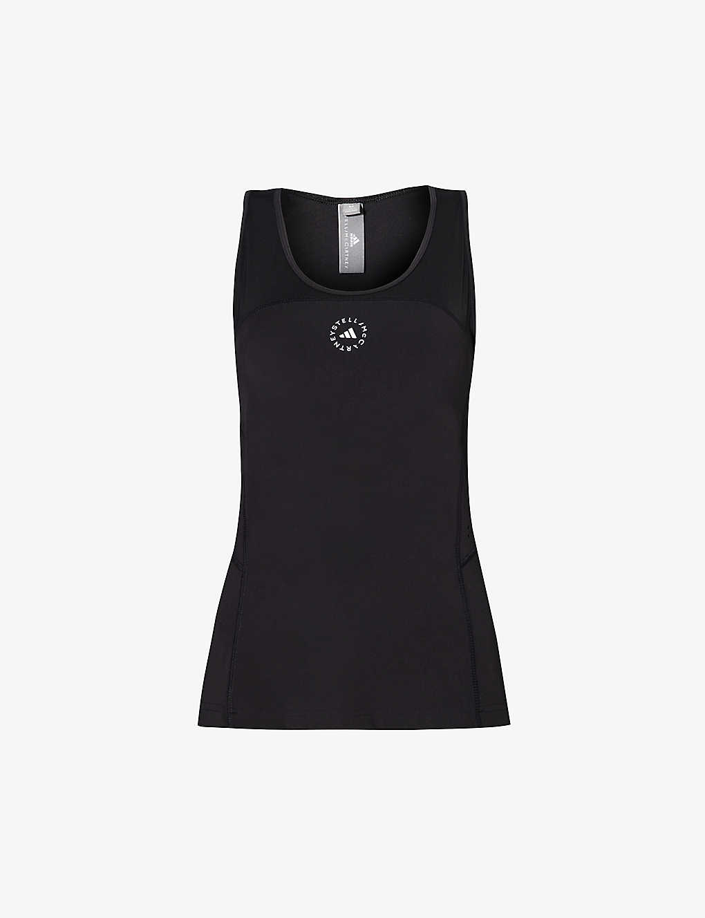 Shop Adidas By Stella Mccartney Women's Black Truepurpose Racerback Stretch-recycled Polyester-blend Top