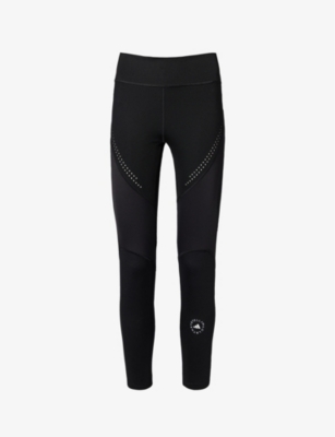 ADIDAS BY STELLA MCCARTNEY ADIDAS BY STELLA MCCARTNEY WOMEN'S BLACK TRUEPURPOSE OPTIME HIGH-RISE STRETCH-RECYCLED POLYESTER LEG