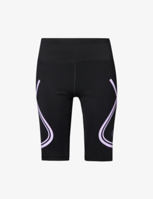 Adidas By Stella Mccartney Truepace High-waisted Cycling Shorts In Black/purple Glow
