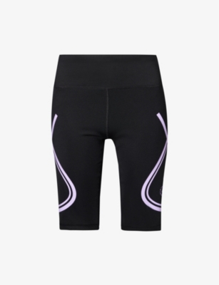 ADIDAS BY STELLA MCCARTNEY ADIDAS BY STELLA MCCARTNEY WOMEN'S BLACK/PURPLE GLOW TRUEPACE HIGH-RISE STRETCH-RECYCLED POLYESTER B