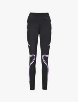 Adidas By Stella Mccartney Truepace High-rise Recycled-polyester And  Recycled-elastane-blend Leggings In Black Purple