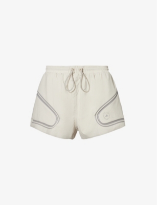 ADIDAS BY STELLA MCCARTNEY ADIDAS BY STELLA MCCARTNEY WOMEN'S GOBI/DOVE GREY TRUEPACE MID-RISE RECYCLED-POLYESTER SHORTS