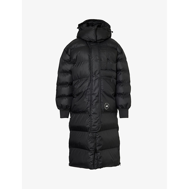 Shop Adidas By Stella Mccartney Truenature Padded Regular-fit Recycled-polyester Hooded Jacket In Black