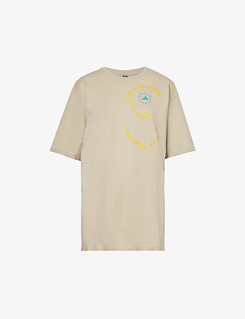 ADIDAS BY STELLA MCCARTNEY: Brand-print round-neck organic-cotton T-shirt