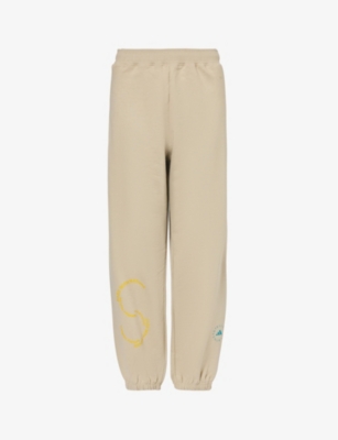 Adidas By Stella Mccartney Womens F Stone Khaki Brand-print Elasticated-waistband Organic-cotton Jog