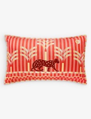 CARTIER Panthere Vintage Silk Scarf Pillow Decorative Pillow Throw