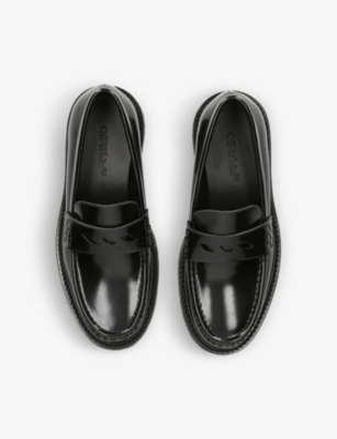 Shop Off-white C/o Virgil Abloh Womens Black Combat Leather Loafers